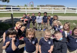 Kindergarten planting the garden