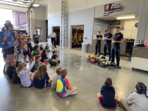 Students Learning From Bennington Fire Firefighters