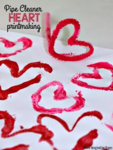 Pipe Cleaner Heart Print Making
